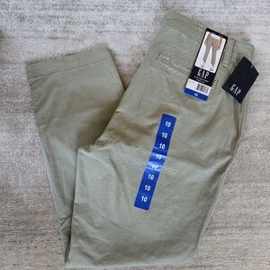 GAP NWT Women's Size 10 Slim Ankle Chino Pants Green Stretch Cotton Blend Casual